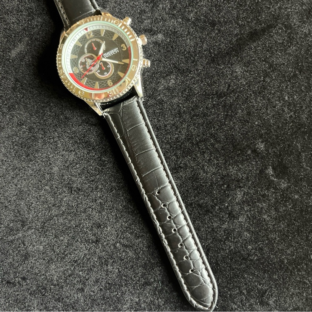 Atlas For Men Watch - Black Faux Leather Strap- No Box - Picture 2 of 10